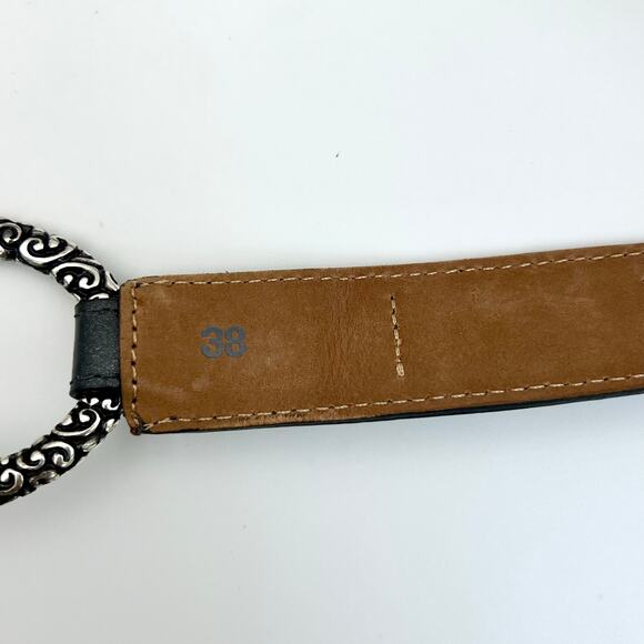 Brighton Gray Leather Belt Womens 38 Oval Ring Hook Closure Classic Style Silver main image 8
